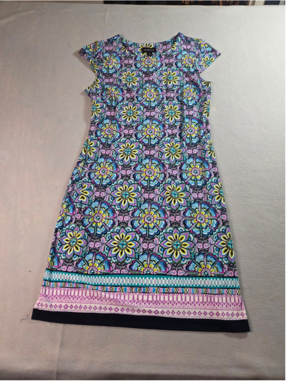 Women's Liz Claiborne Midi Dress Size 10 Blue Purple Floral Print